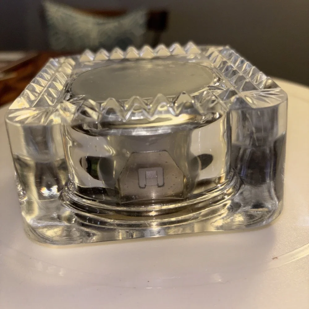 Vintage Staiger West Germany Quartz Lead Crystal Desk Clock Square Roman Numeral